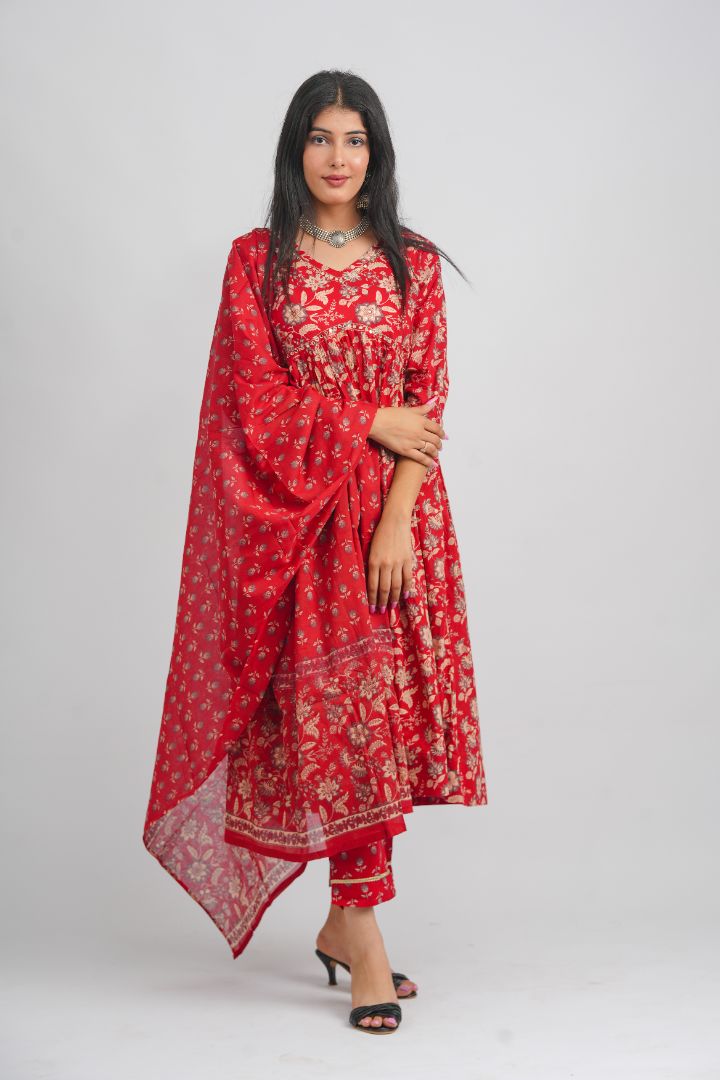 Buy Cotton Anarkali Suit with Dupatta
