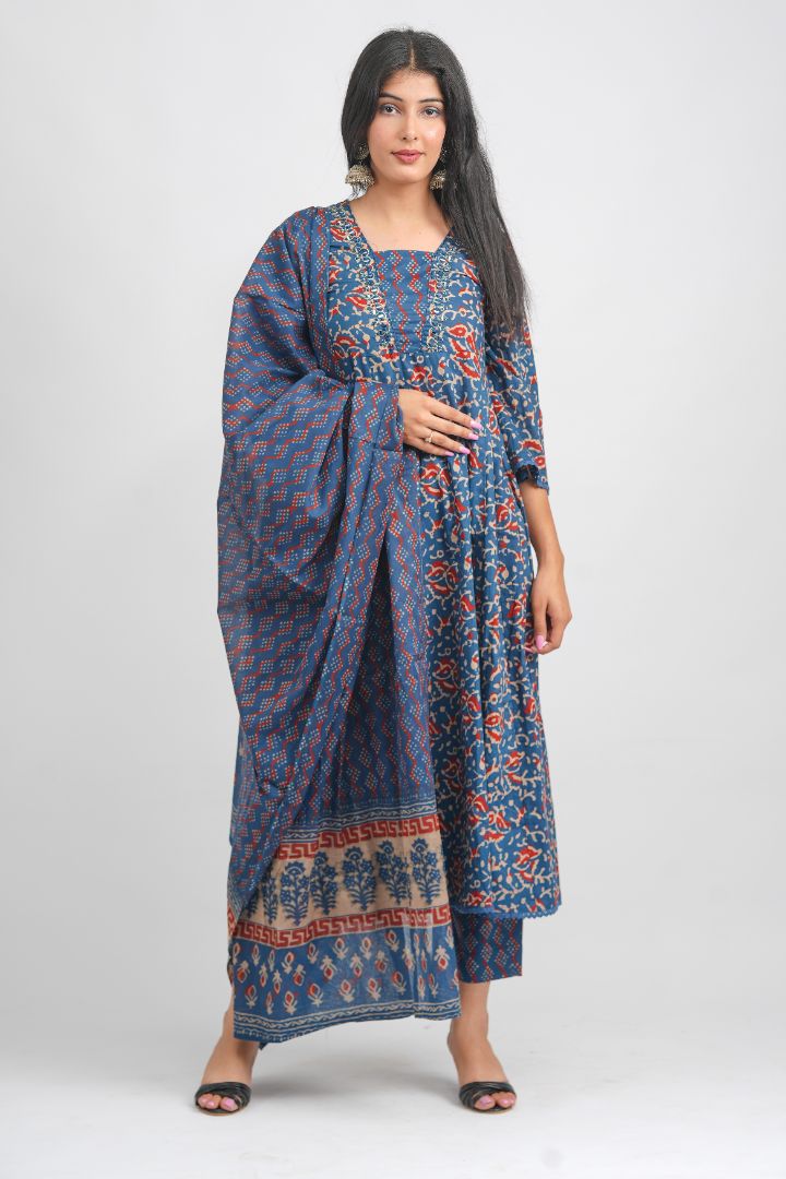 Buy Cotton Anarkali Suit Set - Saubhagya Fashion