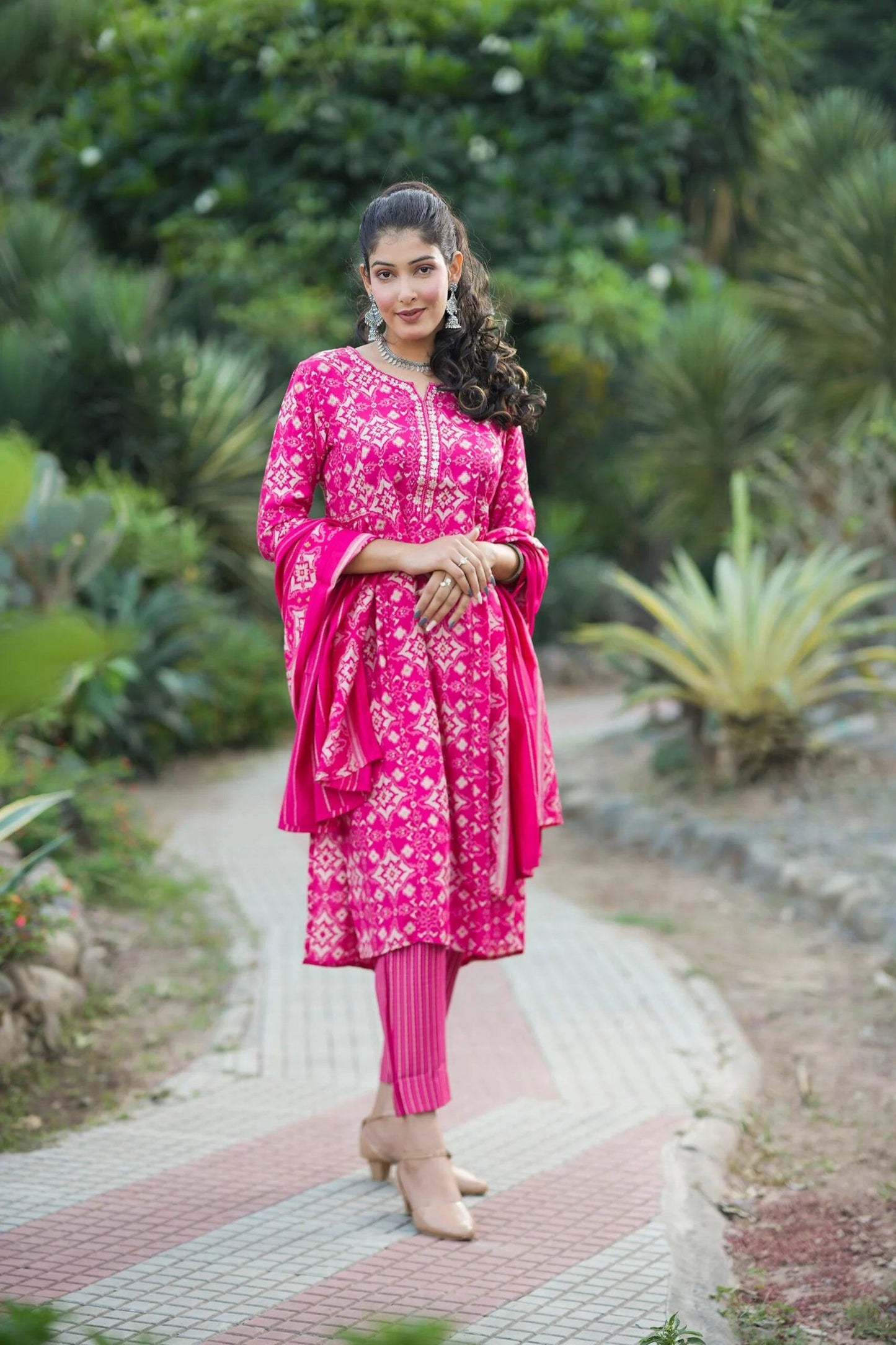 Embriodery Suit With Muslin Dupatta - Saubhagya Fashion Pink